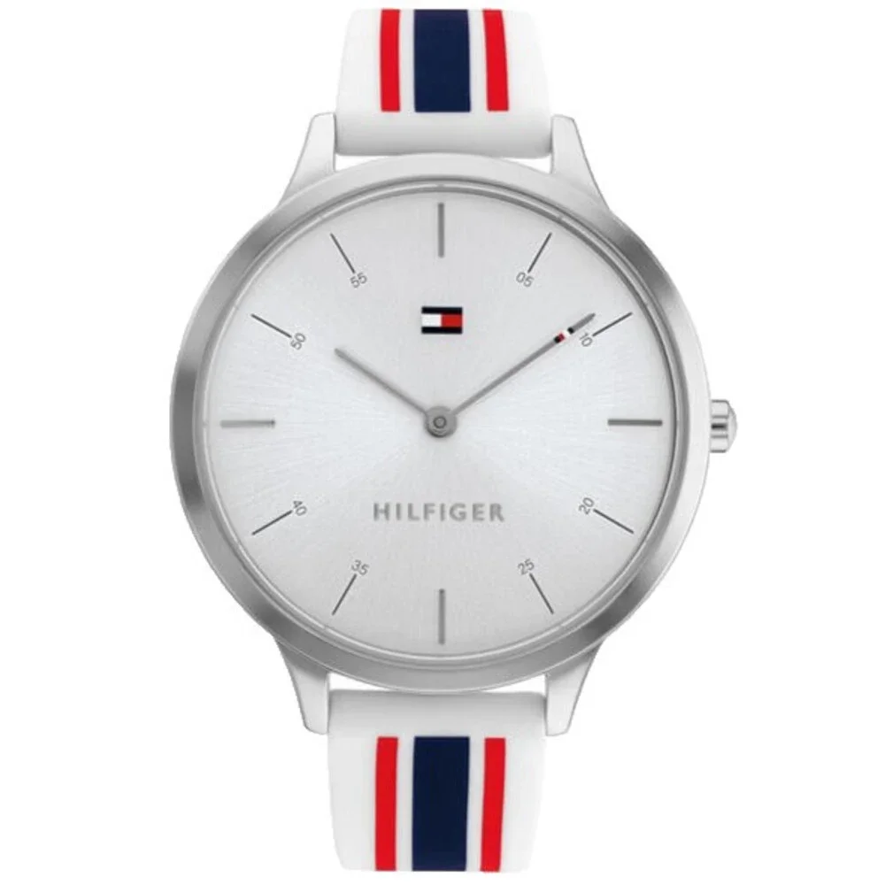 TOMMY HILFIGER 1782498 SILVER DIAL MULTICOLOR SILICONE STRAP 40MM WOMENS WATCH